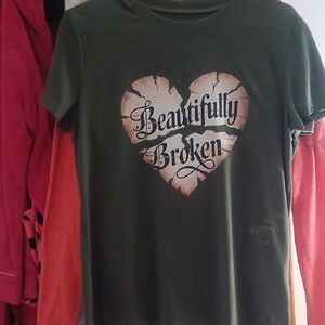 Green 'Beautifully Broken' Graphic T-Shirt